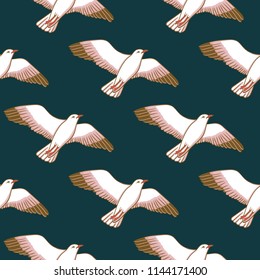 Vector seamless pattern with seagulls