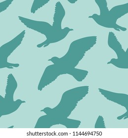 Vector seamless pattern with seagulls silhouettes