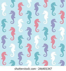 vector seamless pattern with seahorse