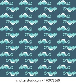 Vector seamless pattern with seahorse