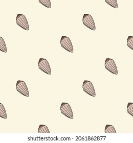 Vector seamless pattern with seashells seamless pattern. Creative design with color seashells on the color background. Vector illustration. Textile pattern, print pattern. Color seashells 