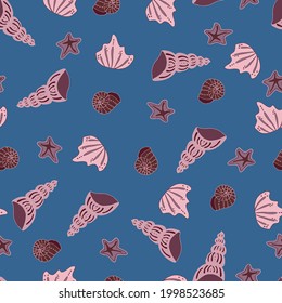 vector seamless pattern seashells and starfish monochrome isolated inhabitants of the seas and oceans underwater world