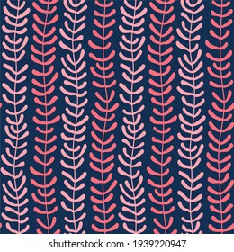 Vector seamless pattern with seaweed. Multicolored algae hand-drawn doodles.