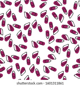 Vector seamless pattern of seeds of pomegranate, lemon, orange, sunflower. Fruit and vegetable background for textile, wallpaper, packaging and design. Isolated on a white background.