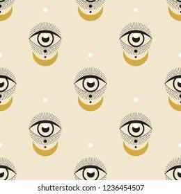 Vector seamless pattern with seeing eye