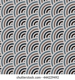 Vector seamless pattern of semi circles in squama style. Abstract geometric background in pastel colors.