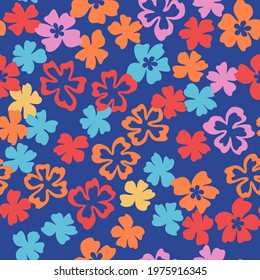 Vector seamless pattern from semiabstract blossom. Fashionable colours. Floral background for swimsuit, textile, wallpaper, print, gift wrap, scrapbooking, decoupage.