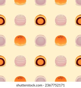Vector seamless pattern of set of chinese mooncake