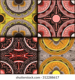Vector seamless pattern set ethnic style background. Vintage decorative texture set for wallpapers, backgrounds and page fill. Indian, arabic motive.