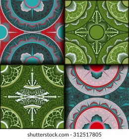 Vector seamless pattern set ethnic style background. Vintage decorative texture set for wallpapers, backgrounds and page fill. Indian, arabic motive.