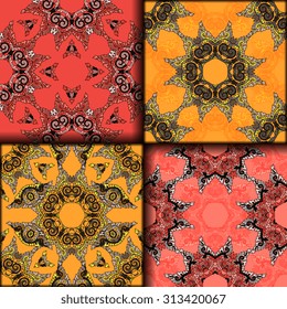 Vector seamless pattern set ethnic style background. Vintage decorative texture set for wallpapers, backgrounds and page fill. Indian, arabic motive.