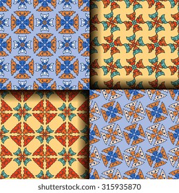 Vector seamless pattern set ethnic style background. Vintage decorative textures for wallpapers, backgrounds and page fill. Indian, arabic motive.