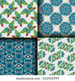 Vector seamless pattern set ethnic style background. Vintage decorative textures for wallpapers, backgrounds and page fill. Indian, arabic motive.