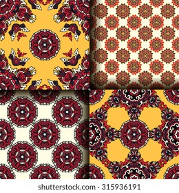 Vector seamless pattern set ethnic style background. Vintage decorative textures for wallpapers, backgrounds and page fill. Indian, arabic motive.