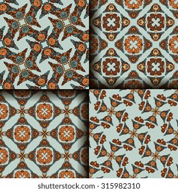 Vector seamless pattern set ethnic style background. Vintage decorative textures for wallpapers, backgrounds and page fill. Indian, arabic motive.