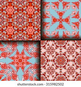 Vector seamless pattern set ethnic style background. Vintage decorative textures for wallpapers, backgrounds and page fill. Indian, arabic motive.