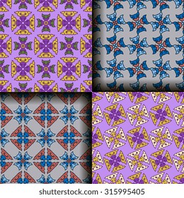 Vector seamless pattern set ethnic style background. Vintage decorative textures for wallpapers, backgrounds and page fill. Indian, arabic motive.