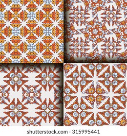 Vector seamless pattern set ethnic style background. Vintage decorative textures for wallpapers, backgrounds and page fill. Indian, arabic motive.
