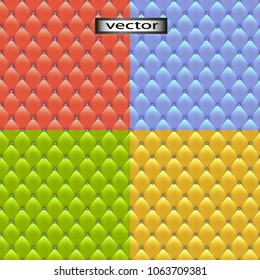 Vector seamless pattern set, red, blue, green, yellow, bright colors Sepia upholstery fabric, leather, fabric hauling, nailed furniture.