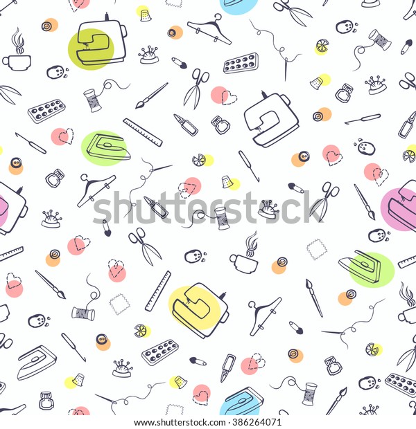 Vector Seamless Pattern Sewing Tailoring Stuff Stock Vector (Royalty ...