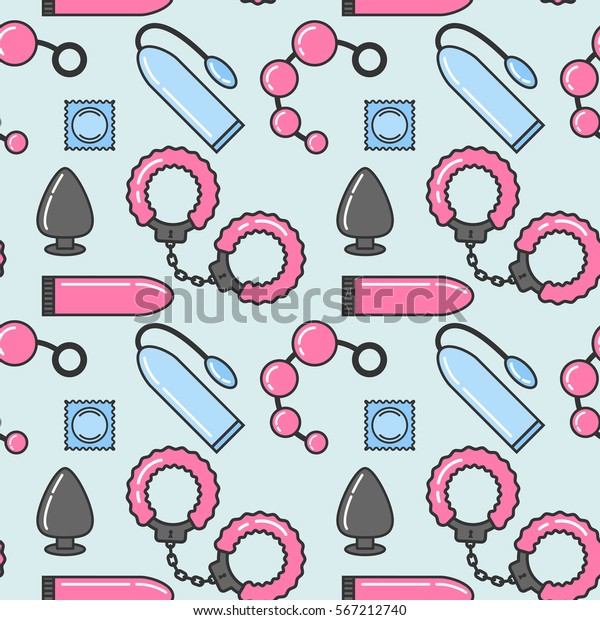 Vector Seamless Pattern Sex Toys Linear Stock Vector Royalty Free