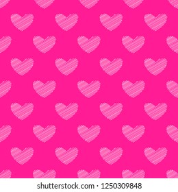 Vector seamless pattern with shaded hearts on plastic pink background