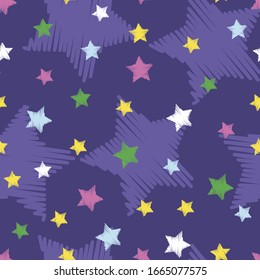  Patrón veloz. Estrellas sombreadas de diferentes tamaños y colores. Ideal para productos textiles, de papel y de regalo.