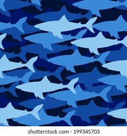 vector seamless pattern with sharks