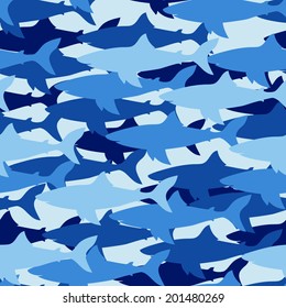 vector seamless pattern with sharks 