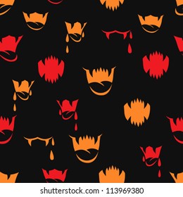 Vector seamless pattern with sharp teeth. Halloween background.