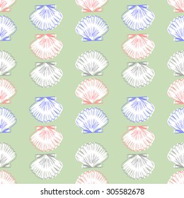  vector seamless pattern with  shells