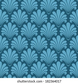 Vector seamless pattern with shells. Blue decorative illustration for print, web