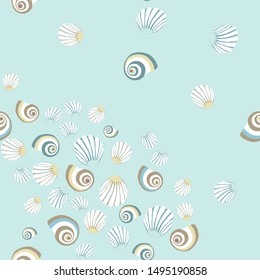 Vector seamless pattern with shells. Modern abstract design for paper, cover, fabric, interior decor and other users.