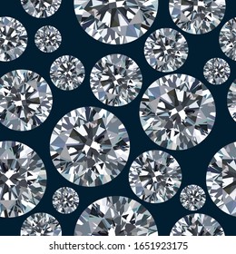 Vector seamless pattern with shining diamonds