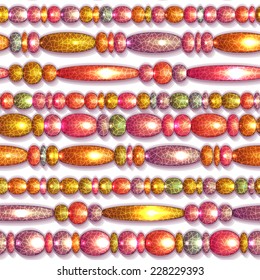 Vector seamless pattern with shiny colored beads
