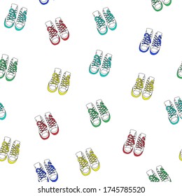 Patrón de vectores sin costura, zapatos zapatillas de moda, zapatos cómodos casuales. Concepto deportivo. Papel, cubierta, tela, envoltura de regalo, arte mural, decoración interior. Diseño de superficie de imagen simple
