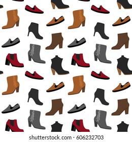 Vector seamless pattern with shoes in flat style