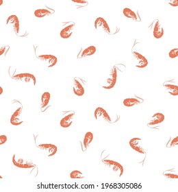 Vector seamless pattern of Shrimp on white background