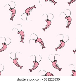 Vector seamless pattern. Shrimps