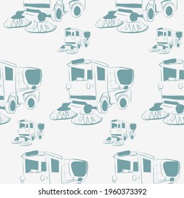 vector seamless pattern with sidewalk washing machine