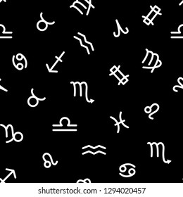 Vector seamless pattern with signs of the zodiac. 