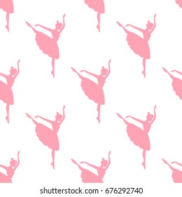 Vector seamless pattern with a silhouette of a ballerina