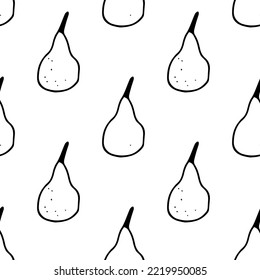 Vector seamless pattern silhouette of a pear