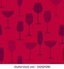 Vector seamless pattern with silhouette of wineglass. Will tile endlessly.