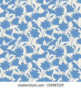 Vector seamless pattern with silhouettes of flowers on a light background.