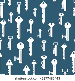 Vector seamless pattern with silhouettes of keys.