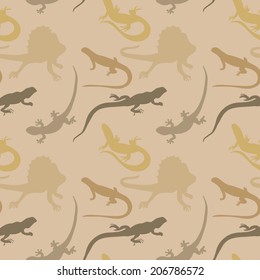 Vector Seamless pattern with silhouettes of lizards