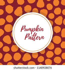 Vector seamless pattern with silhouettes of pumpkins. Organic healthy vegetable for the Halloween holiday. Bright texture for package design in markets, vegetarian shops.