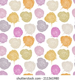 vector seamless pattern with silhouettes of roses, ornament with flowers,floral illustration