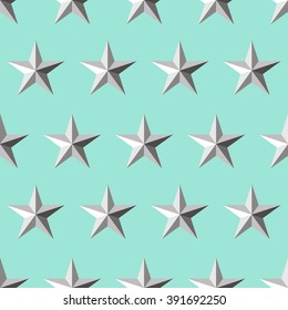 vector seamless pattern of silver stars on light blue background